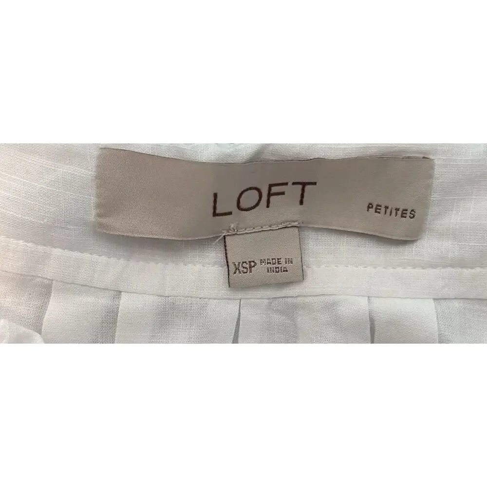 LOFT Petites White Puff Short Sleeve Blouse Top Size XSP